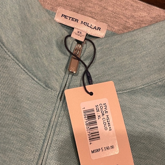 Peter Millar Men's XL Crown Comfort 1/4 Zip Pullover Color: Cloud MSRP $150 - Picture 2 of 6